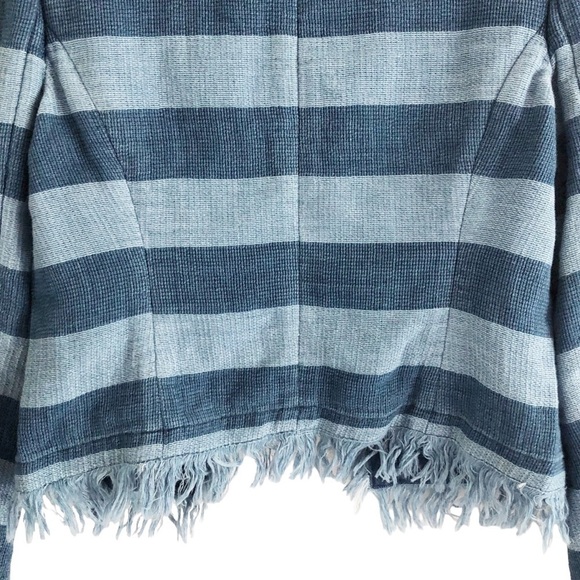 AG Adriano Goldschmied Blazer The Capucine Jacket Blue Stripe Crop Fray Hem XS - Picture 9 of 15
